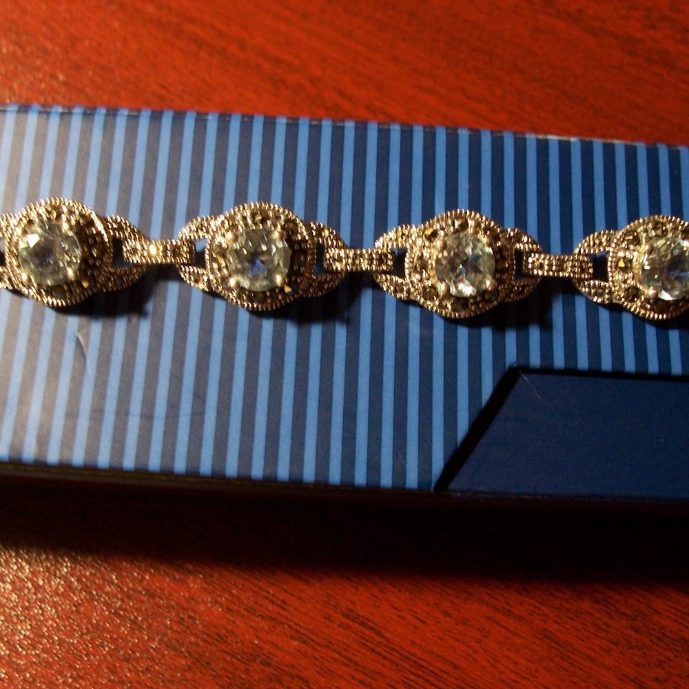 Blue Topaz Marcasite Bracelet
